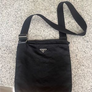 Authentic Prada Black Nylon Crossbody Messenger Sling Bag